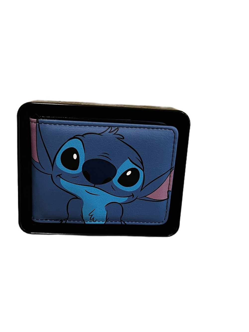 NIB Lilo and Stitch Smiling Bi-fold Wallet Buckle Down Disney Metal Case